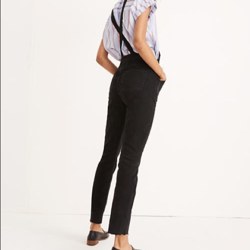 Madewell skinny jeans overalls in lunar wash black
